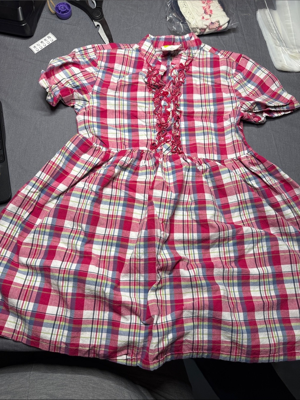Crazy 8 Pink Plaid Ruffle-Front Dress